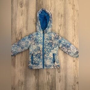 Blue and White Snowflake Floral  Patterned Jacket